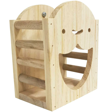 Rabbit Hay Feeder Rack Wood Grass Holder Less Wasted Hay Box Food Feeding Manger Hanging Hay Dispenser for Bunny Chinchilla Guinea Pigs Small Animals（Smiling Grass Frame）