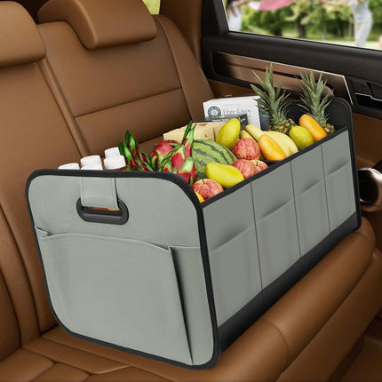 Car Trunk Organizer, Car Storage Organizer with 70L Large Capacity Waterproof Collapsible and 10 Pockets, Oxford,Trunk Organizer for Car （Grey）
