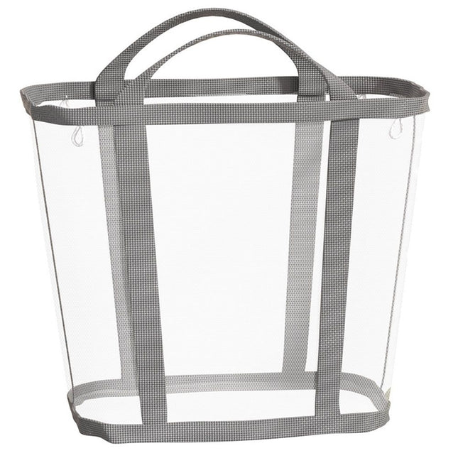 Mesh Bag with Handles, Collapsible Laundry Basket, Foldable Laundry Bag, Breathable Folding Beach Bag,Space-saving Travel Tote Bags (1, Grey)