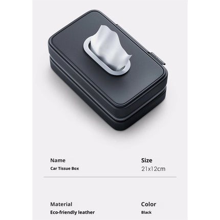 Car Tissue Holder, PU Leather Tissue Napkin Box,Car Armrest Box Tissue Bag,Backseat Napkin Rectangle Organizer(Black)