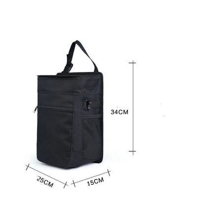 Spill-Proof Car Trash Can -  Round - Removable Leak-Proof Liner & Flip-Top Lid - Hanging Trash Can & Trunk Organizer for - Travel & Camping 25*15*34cm ,black