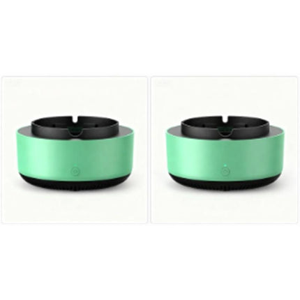 2 in 1 Multifunctional indoor smokeless ashtray, 360 °surround suction intelligent air purifier ashtray, indoor household car intelligent ashtray (Green）2pcs