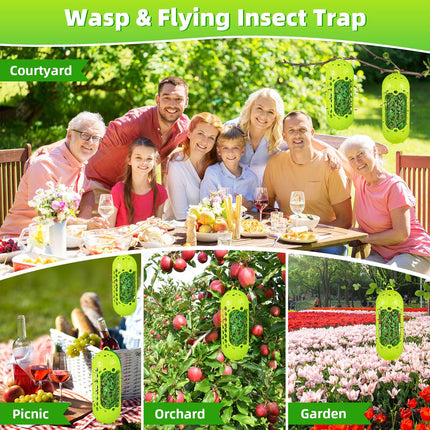 2 Pack Wasp Trap for Outdoor Use Safe & Reusable Wasp Catcher, Effective Hanging Yellow Jacket Trap for Wasps, 4 PCS Refillable Sticky Papers