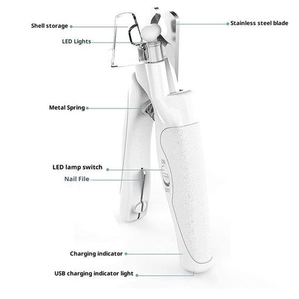 Cat Nail Clippers & Dog Nail Clippers Trimmers for Large Medium Small Dogs Cats Claw Trimmer Quick Sensor and Safety Guard USB Rechargeable with LED Lights Dogs Nail Trimmer
