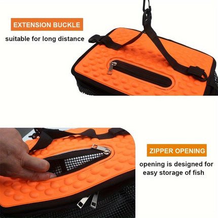 Floating Fish Basket for Live Caught,  Foldable Fishing Holder Bucket Portable Collapsible Fishing Net Storage Cage for Live Fish Bait Live Well（28.45*22.1*24.89cm)