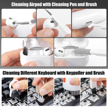 Laptop Phone Screen Cleaner Kit, Computer Keyboard Brush Cleaning Spray for20-in-1 Electronic Device Clean Tool for Camera PC Monitor Earbud TV Tablet Car Screens, white