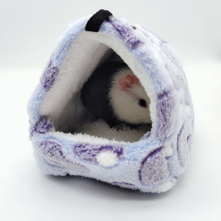 Hamster Love Pattern Hammock Chinchillas Warmth Supplies Small Pets Cotton Nest Rat Nest Mat for Squirrel Hedgehog Guinea Totoro Pig Bed House Cage Nest Hamster Accessories (Purple, L)