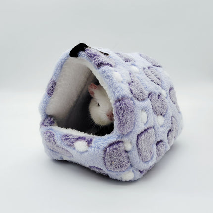 Hamster Love Pattern Hammock Chinchillas Warmth Supplies Small Pets Cotton Nest Rat Nest Mat for Squirrel Hedgehog Guinea Totoro Pig Bed House Cage Nest Hamster Accessories (Purple, L)