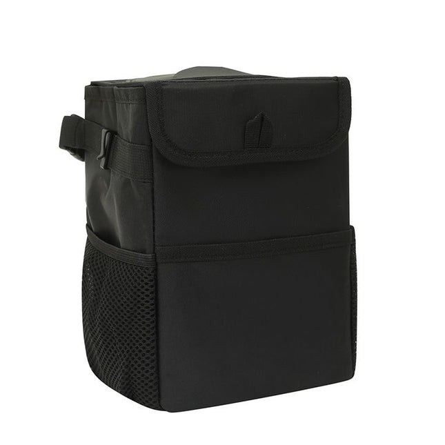 Car Garbage can with lid Leak Proof Vehicle Trash Can Storage Pockets Hanging Waterproof car Trash Bag for SUV Black