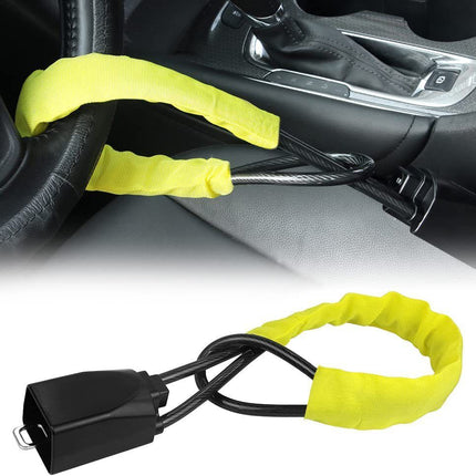 Steering Wheel Lock Seat Belt Lock Universal Anti Theft Car Device Car Lock Car Theft Prevention with 2 Keys for Car Security Fit Most Vehicles Truck SUV Van (Yellow)