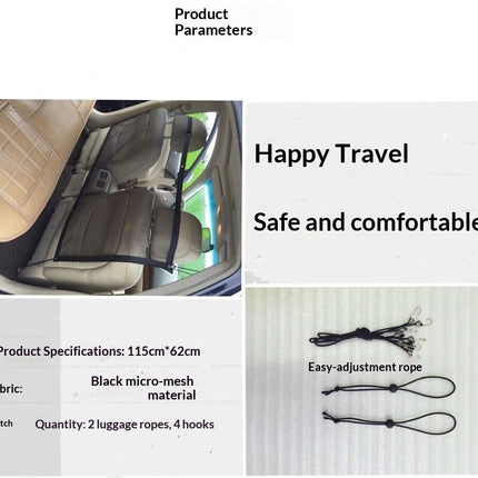 Car Dog Barrier High See Through Net Vehicle Pet Barrier for Cars Trucks and SUV, Black, Adjustable, Keeps Dogs and Pet Hair Out of Back Seat
