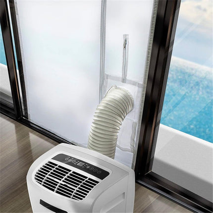 Portable AC Window Vent Kit for Sliding Door, Sealing Portable Air Conditioner Window Kit Seal Kit for AC Unit Clothes Dryer, 9.8X91 Inch Length Adjustable, Waterproof, No Drilling