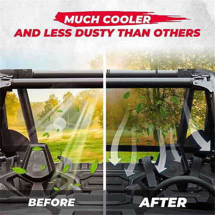Window Net Compatible Windshield, Airflow UTV Soft Rear Window Shields Against Debris 5 Min Installation Mesh Net