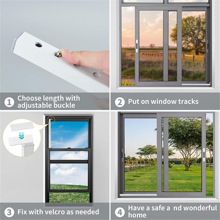 Adjustable Window Security Bars,Window Guards for Home Security, Anti Theft Jammer Bars for（Small）Window (White-1 PCS, 9.84-16.73In)