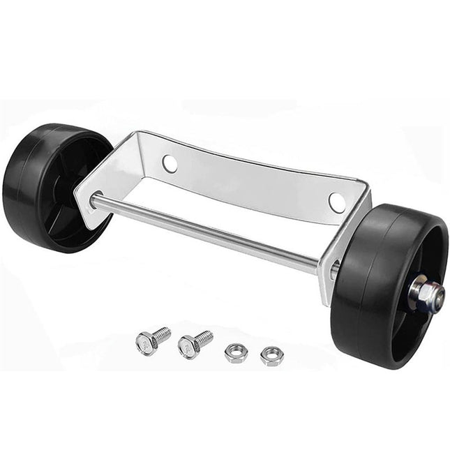 Universal Patio Heater Wheel Kit - Stainless Steel Silver Bracket + Black Wheels, Gas Heater Wheels Replacement, Easy to Move