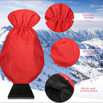 Ice Scraper with Glove [2 Pack] - Car Windshield Scraper for Ice and Snow - Quickly Scrape and Remove Snow While Staying Warm - Waterproof - Car Scraper Snow Brush (red)