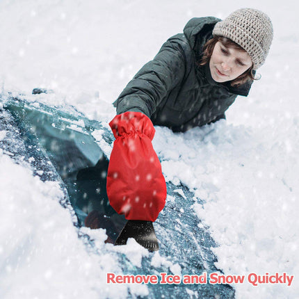 Ice Scraper with Glove [2 Pack] - Car Windshield Scraper for Ice and Snow - Quickly Scrape and Remove Snow While Staying Warm - Waterproof - Car Scraper Snow Brush (red)