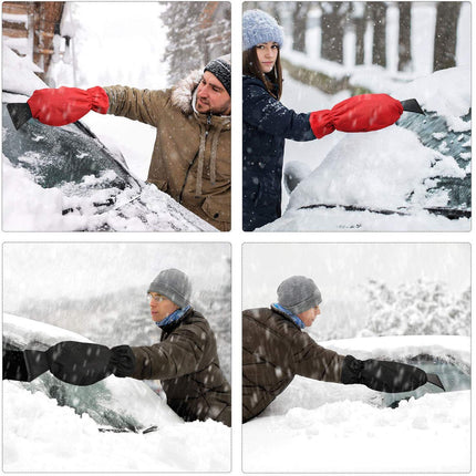 Ice Scraper with Glove [2 Pack] - Car Windshield Scraper for Ice and Snow - Quickly Scrape and Remove Snow While Staying Warm - Waterproof - Car Scraper Snow Brush (red)