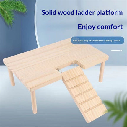 2-in-1 wooden hamster platform, food bowl, water bottle, hamster cage accessories, dwarf hamster, sand rat, mouse or other small pet, climbing stairs (U-shaped S)