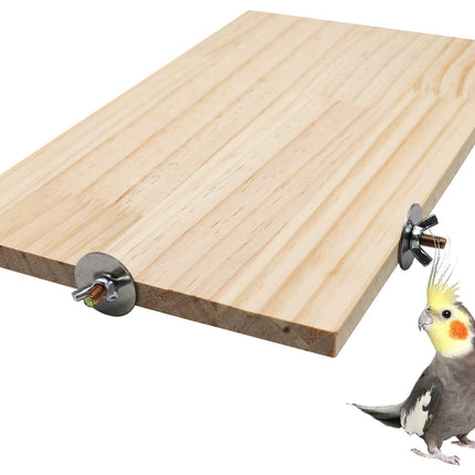 Large Bird Perch Stand Platform, Natural Wooden Small Animals Cage Accessories,  Parakeet Cockatiel Rat Hamster Guinea Pig Conure Chinchillas(35*20*1.5cm)