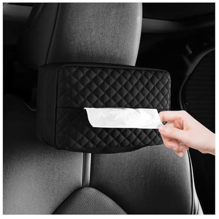 Car Tissue Holder, Car Napkin Cover, Car Tissue Box, Car Tissue Paper Box, Napkin Holder for Car, Tissues Box Suitable for Standard Tissues - Black