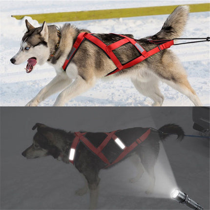 Dog Pulling Harness (XL, red)  Back Mushing Husky Harness for Sled Exercise, Pet Sledding, Bikejoring, Skijoring, Running, Scootering, for Average Sized Dog