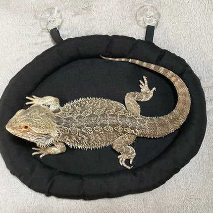 Bearded Dragon Bed Soft Mat with Suction Cup Bearded Dragon Sleep Cushion Washable for Travel Reptile Tank Accessories Small Animal Carrier for Lizard Leopard Gecko (Black)