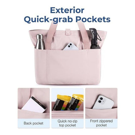 Tote Bag for Women, Foldable Tote Bag With Zipper Travel Large Shoulder Bag Handbag for Work-12.6*19.2*6''