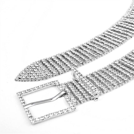 Women Waist Belt with Shiny Rhinestone Crystal Sashes Chain Wedding Belt Bling Bridesmaid Crystal  Shiny Wide Waist Ladies Belt