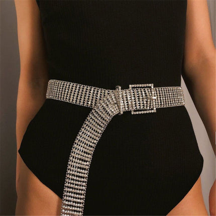Women Waist Belt with Shiny Rhinestone Crystal Sashes Chain Wedding Belt Bling Bridesmaid Crystal  Shiny Wide Waist Ladies Belt