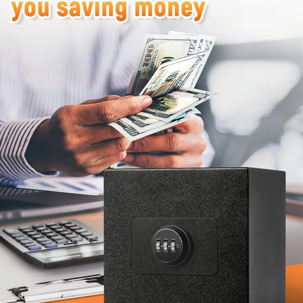 Bank for Adults, Stainless Steel Password Reusable Safe Bank, Metal Money Saving Box with Combination Lock for Cash Saving (Black, 5.9 inch)