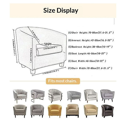Chair Slipcover Stretch Barrel Chair Covers Printed Tub Chair Slipcovers Round Couch Covers Spandex Armchair Sofa Cover Removable Furniture Protector for Living Room