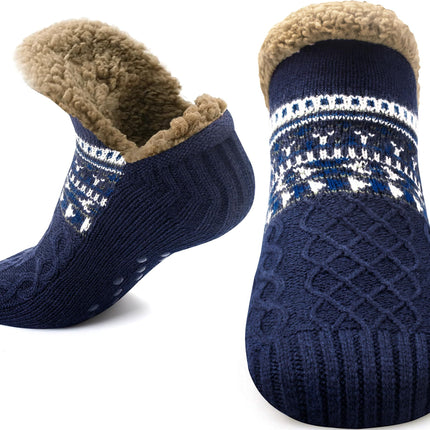 Fluffy Slipper Socks with Grips for Men & Women - Warm Winter Fuzzy Thermal Cozy Soft Socks for  1 Pair （blue）