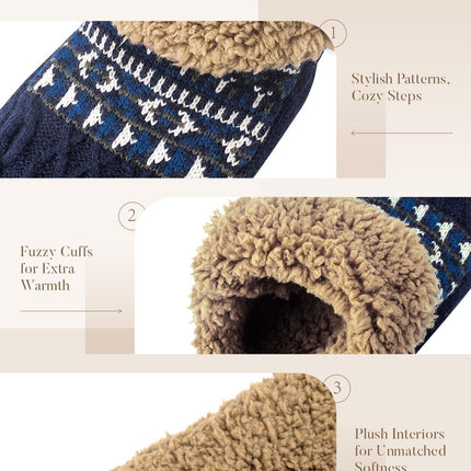 Fluffy Slipper Socks with Grips for Men & Women - Warm Winter Fuzzy Thermal Cozy Soft Socks for  1 Pair （blue）