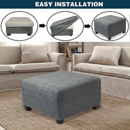 Cover Rectangle Large Thick Stretchable Slipcover for Square and Rectangle Furniture Protector Footstool Cover for Living Room Decor,Dark Grey,S