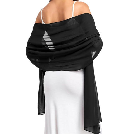 Women's Scarf Shawls and Wraps for Evening Dress Wedding Party Bridal Scarves chiffon scarf（black）