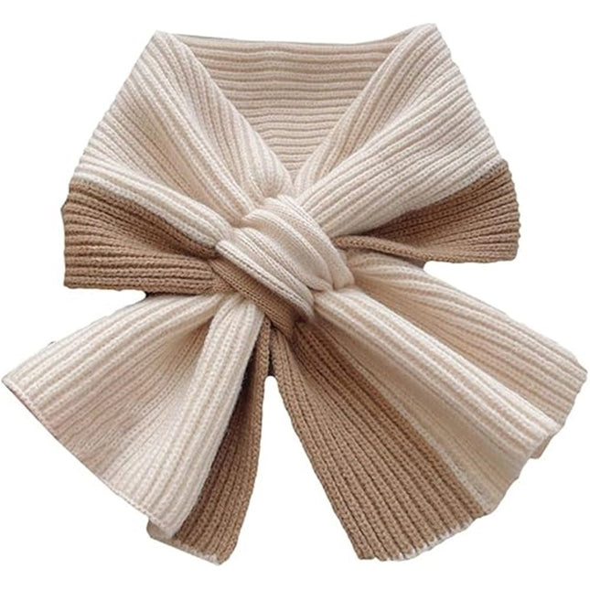 Scarf for women in autumn and winter to keep warm, color blocked knitted cross yarn versatile, fashionable and cute girl's scarf（khaki）