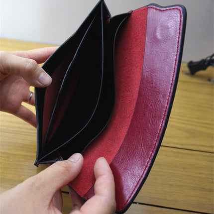 Women's Genuine Real Leather Slim Envelope Wallet with Detached Card Holder with Magnetic Closure, Phone Holder Clutch (Wine Red)