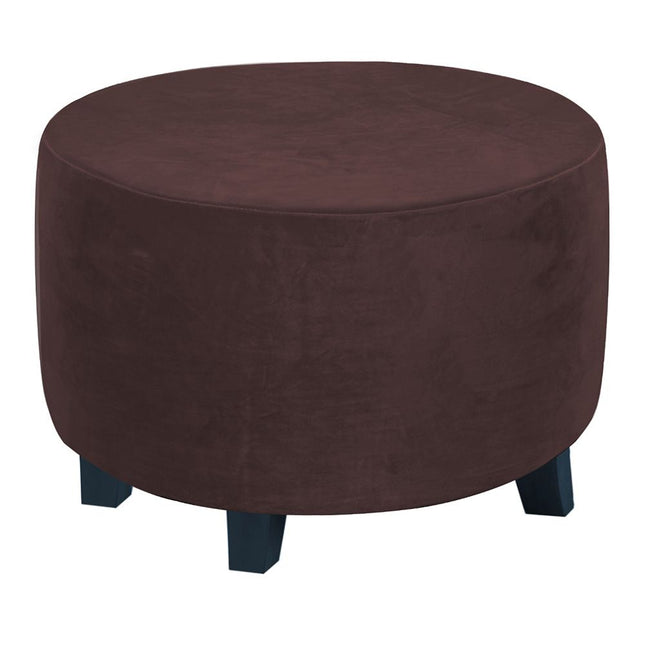 Velvet Round  Covers Footstool Protector Covers Storage Stool Covers Stretch with Elastic Bottom, Feature Velvet  Fabric (small, brown)