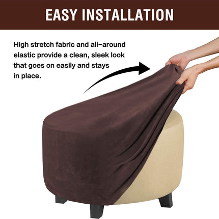 Velvet Round  Covers Footstool Protector Covers Storage Stool Covers Stretch with Elastic Bottom, Feature Velvet  Fabric (small, brown)