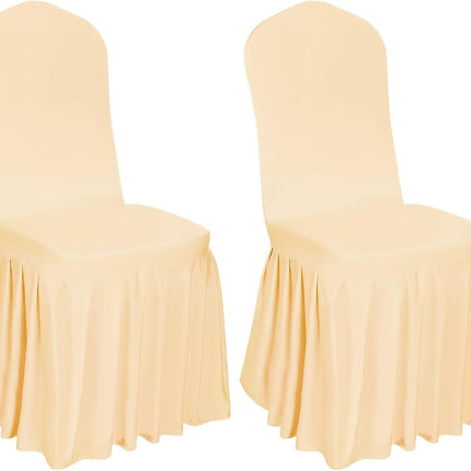 2pcs Chair Covers Stretch Skirt, Durable Washable Universal Chair Slipcover, Super Fit  Chair Seat Protector Cover for Hotel, Ceremony, Home(Champagne)