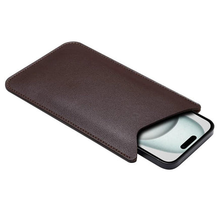Leather Cell Phone Holster, Cell Phone Pouch Holder Men, Universal Leather Phone Sleeve Leather Wallet Holster Phone Bag  brown, medium size