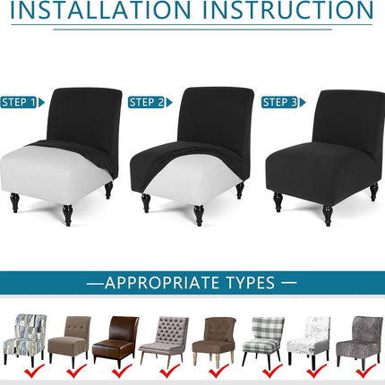 LavishCover Armless Accent Chairs Covers, Thick Armless Recliner Sofa Cover Stretchable, Removable Armless Chair Slipcover for Living Dining Room Hotel (Black, 1pc)