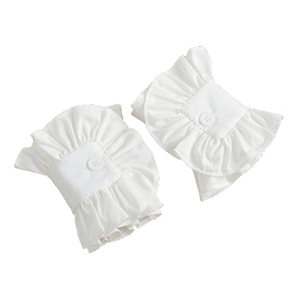 4pcs Flare Ruffle Sleeve Cuffs for Women Girls, Versatile Pleated Shirt Wrist Cuff Fake Colllar Sleeves Accessory（white）