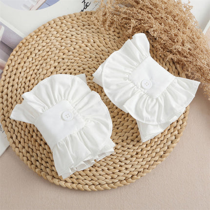 4pcs Flare Ruffle Sleeve Cuffs for Women Girls, Versatile Pleated Shirt Wrist Cuff Fake Colllar Sleeves Accessory（white）
