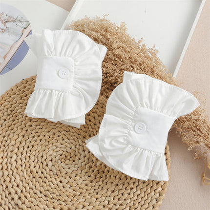 4pcs Flare Ruffle Sleeve Cuffs for Women Girls, Versatile Pleated Shirt Wrist Cuff Fake Colllar Sleeves Accessory（white）