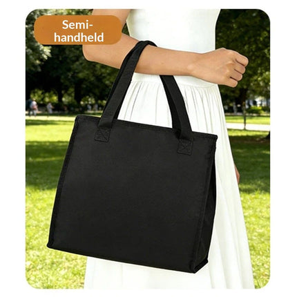 Black Lunch Bag for Men - Lunch Bag with Zipper Tote Bag for Women Simple Lunch Box Reusable Insulated (Black small）