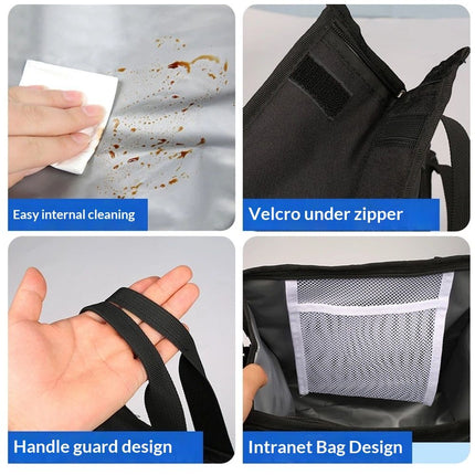 Black Lunch Bag for Men - Lunch Bag with Zipper Tote Bag for Women Simple Lunch Box Reusable Insulated (Black small）