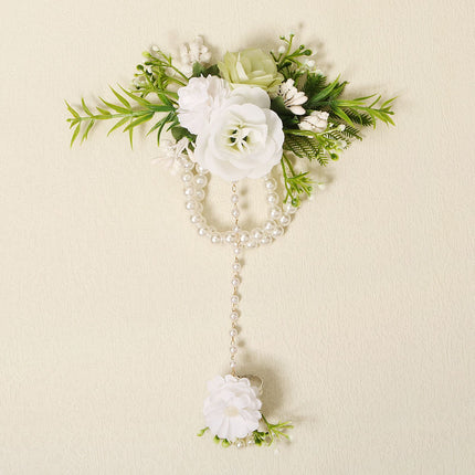 Flower Bust Bracelet - Ball Wedding Handmade Pearl White Women's Party Ball Handmade Flower（white）