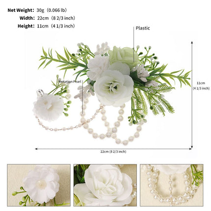 Flower Bust Bracelet - Ball Wedding Handmade Pearl White Women's Party Ball Handmade Flower（white）